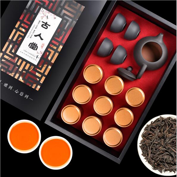 大红袍茶叶9罐礼盒装浓香型岩茶100g送茶具
